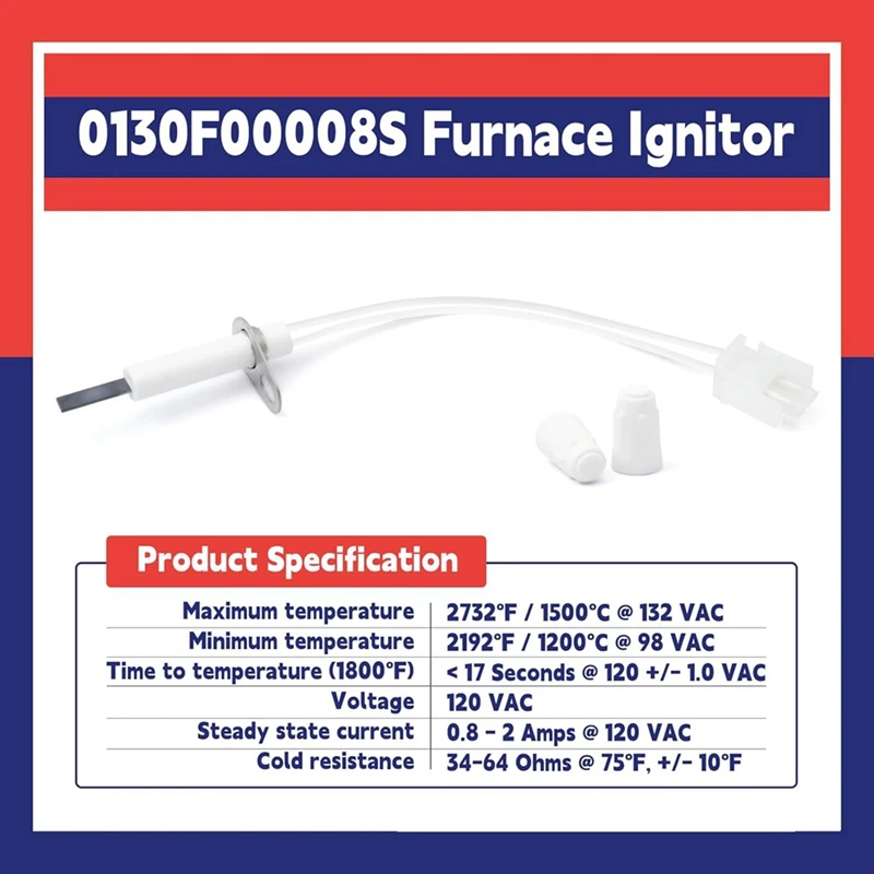 Igniter for Goodman 0130F00008S 0130F00008S Furnace Ignitors Replacement for Furnace Hot Ignitors Upgraded Heater