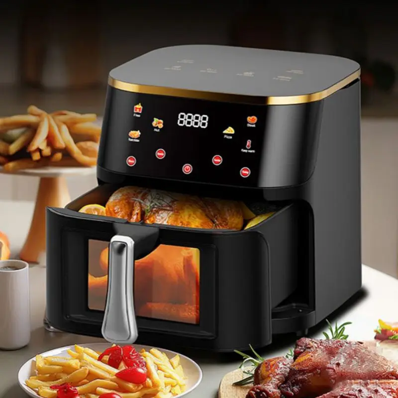 in Stock Large Capacity 8L  Kitchen Appliances Electric Air Fryer for French Fries Glass Window Cooking