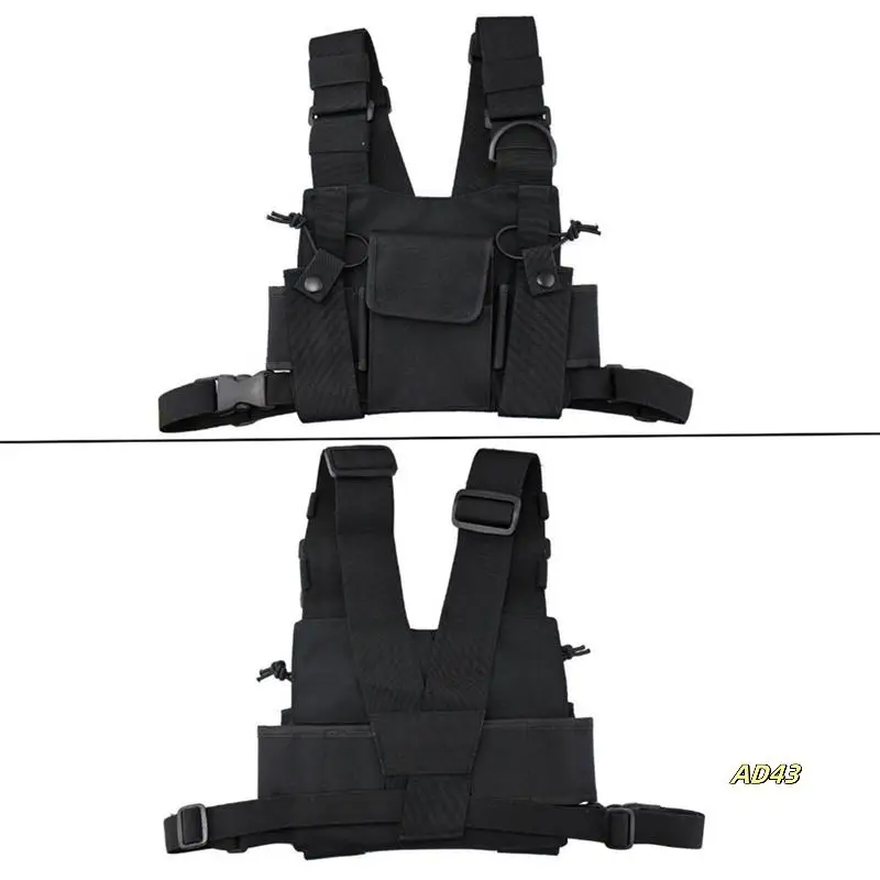 

Walkie Talkies Front Pack Pouch Case Radio Shoulder Holster Radio Reflective Chest Harness Bag For UV5R 888S