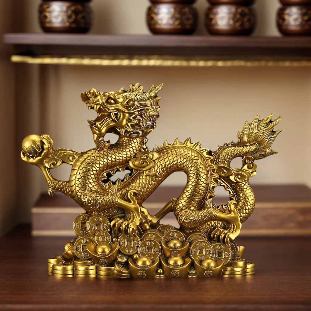 Statue de Dragon Impérial en Bronze Antique, Feng Shui, Richesse, Mascotte du Zodiaque Faite à la Main, Décoration pour la Maison, le Bureau, l'Entrée, Culture Chinoise