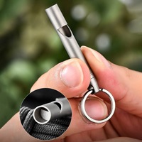 Titanium Alloy Dog Training Whistle Camping Hunting Survival Tool CNC EDC Coaches 120DB Single Tube Emergency Whistle Keychain