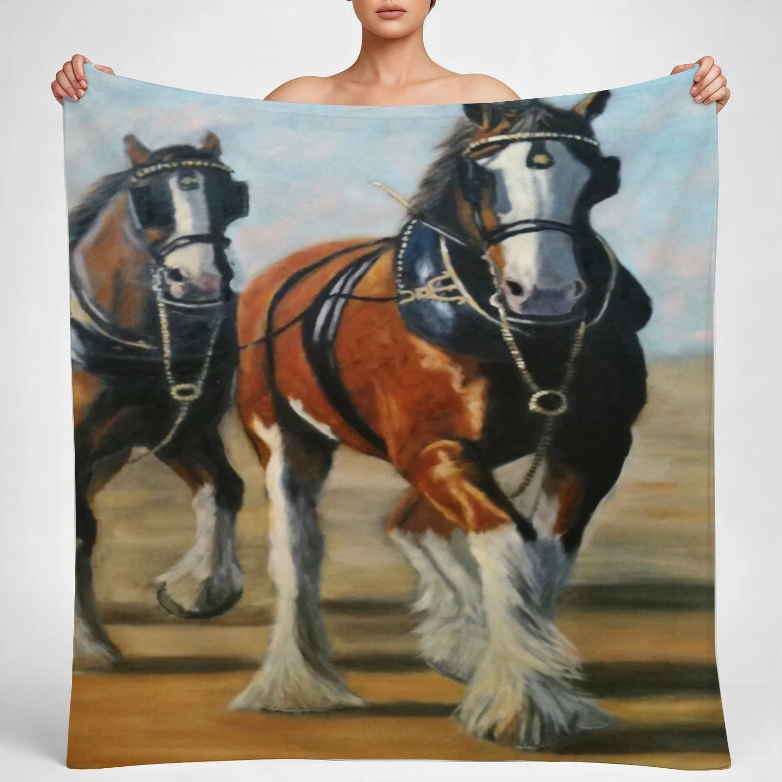 clydesdale heavy horse. Throw Blanket couch cozy soft plush fuzzy picnic outdoor blanket