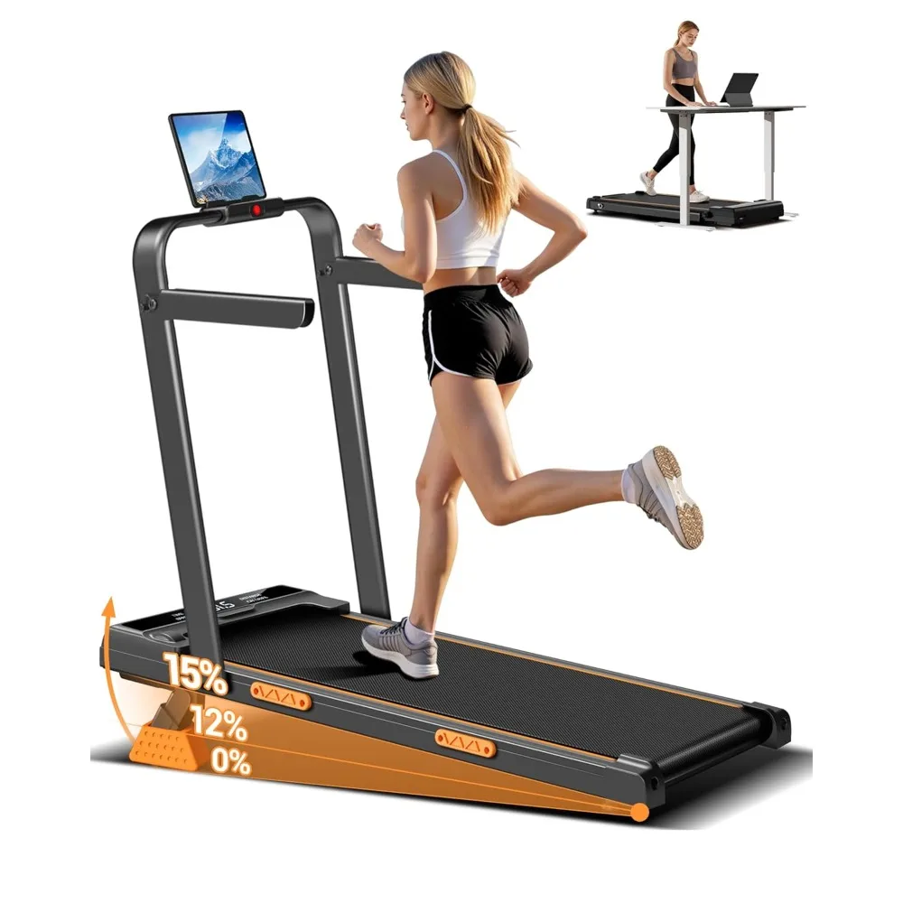 3 in 1 Walking Pad Treadmill with 16% Incline, Folding Treadmill with Handle Bar, Portable Treadmills for Home, Customized