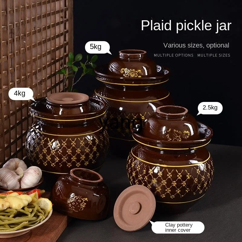 LXL Sichuan Pickles Earthen Jar Ceramic Household Earthenware Old-Fashioned Pickled Cabbage Container with Lid