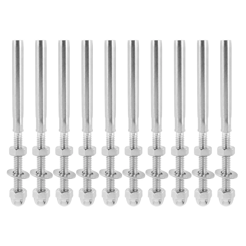 

20Pack Threaded Terminal Stud Stainless T316 Marine Grade Stud End Fitting Terminal For 3/16 Inch Cable Deck Railing Hand Swage