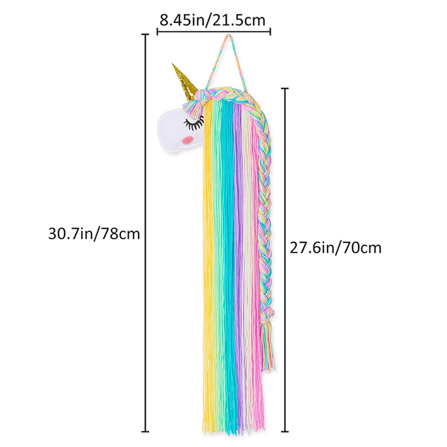 Einhorn, Haarspange für Mädchen und Aufbewahrung für Haaraccessoires, Wanddekoration für das Zimmer, Aufbewahrungsregal für Haarbänder, niedliches, handgefertigtes Filzprodukt. – Detail 4