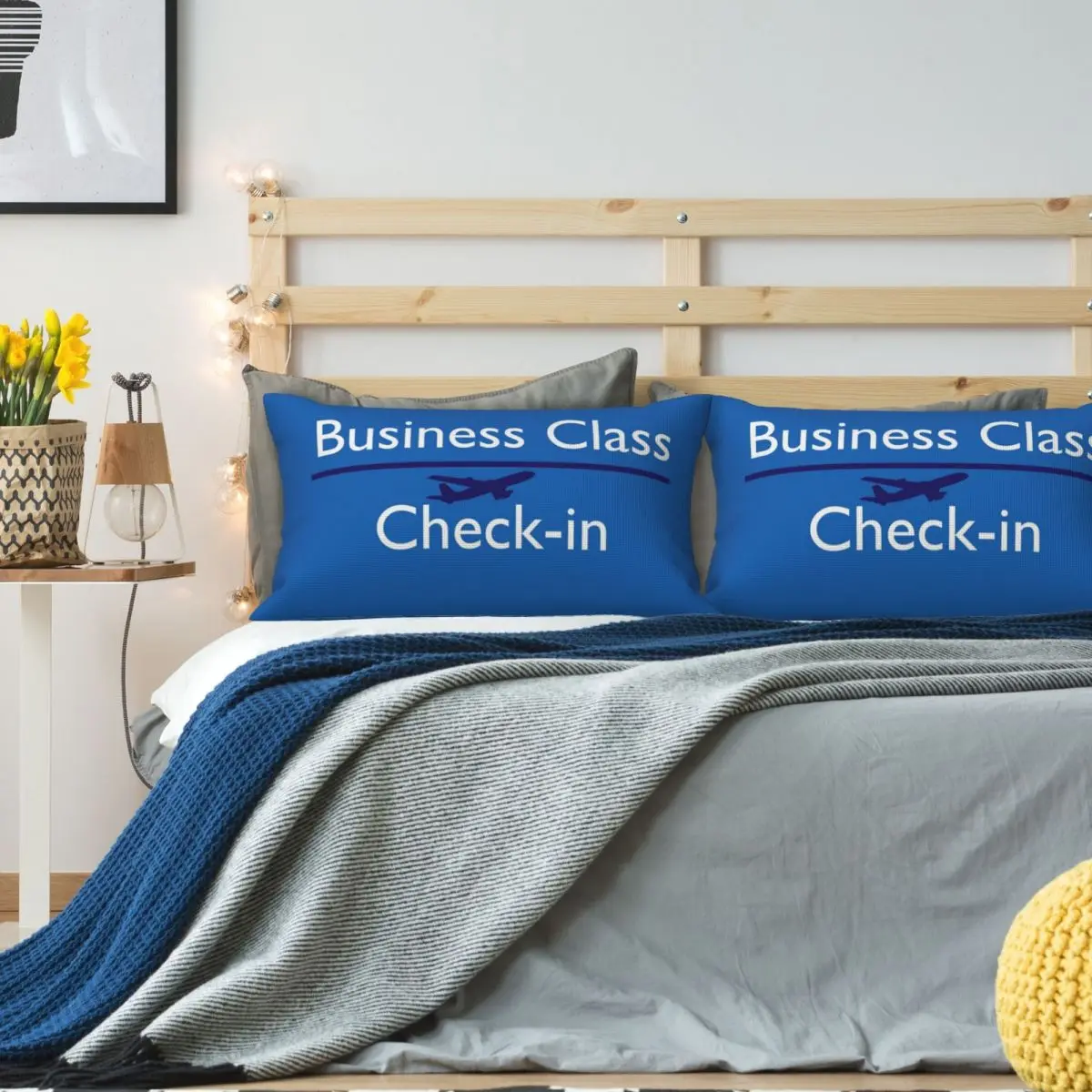 BUSINESS CLASS Check-in Rectangle Linen Pillowcase Cushion Cover Polyester Decorative Bedroom Home Comfort Throw Pillow