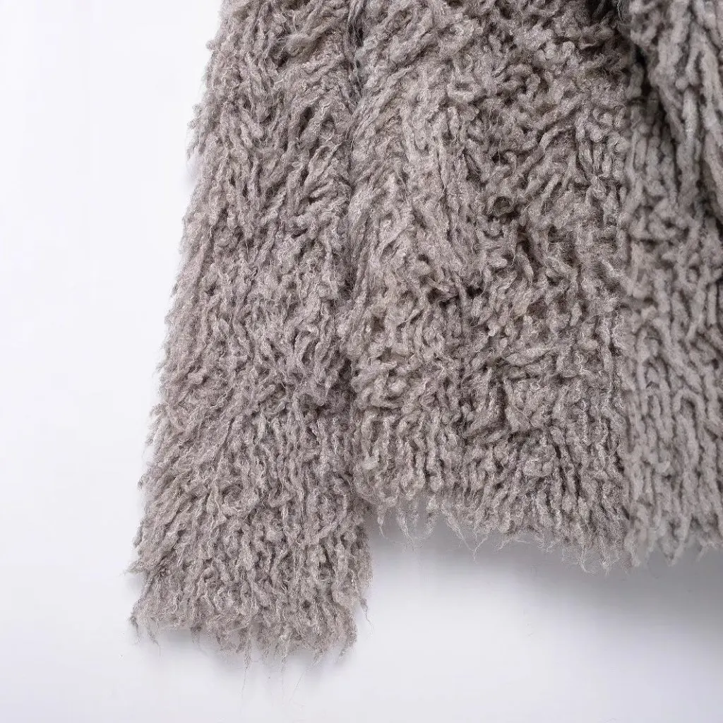 

Women's Fashion Knitted Coat Artificial Fur Effect Autumn Winter New European American Style