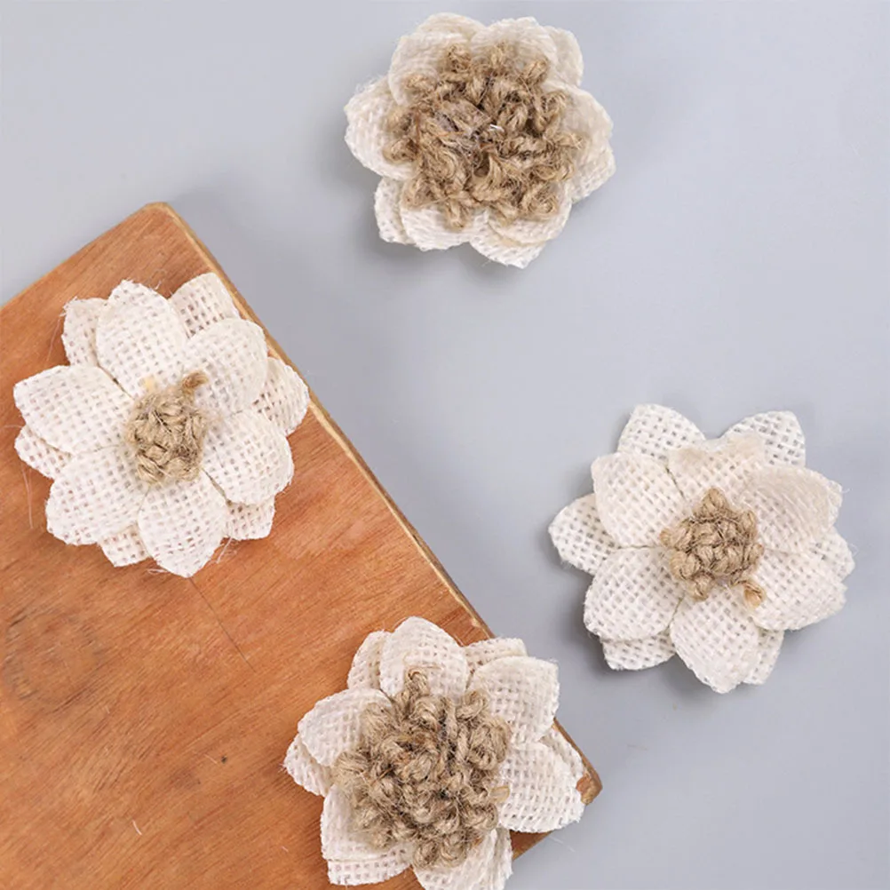 

19 pcs Festival Decoration Set Rustic Jute Flower Bow Artificial Brooch Pin For Wedding Party Diy Craft Burlap Decor