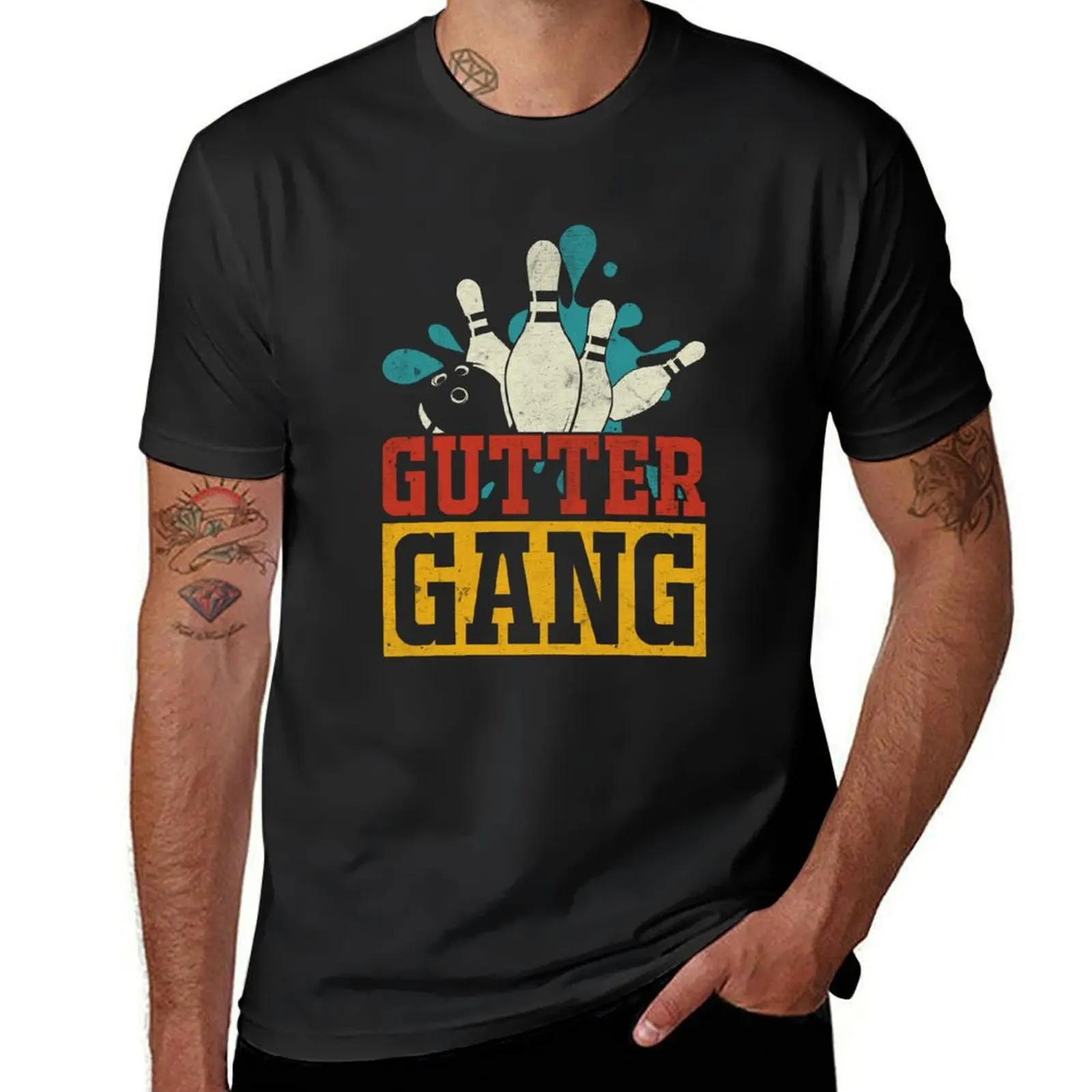 

Gutter Gang Funny Bowler Bowling Retro Vintage T-Shirt summer tops summer clothes vintage clothes mens t shirt