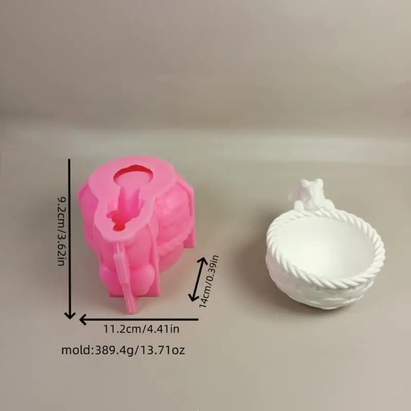 

77JF Bunnies Basket Silicone Molds for Candle Planter Gypsum Decoration