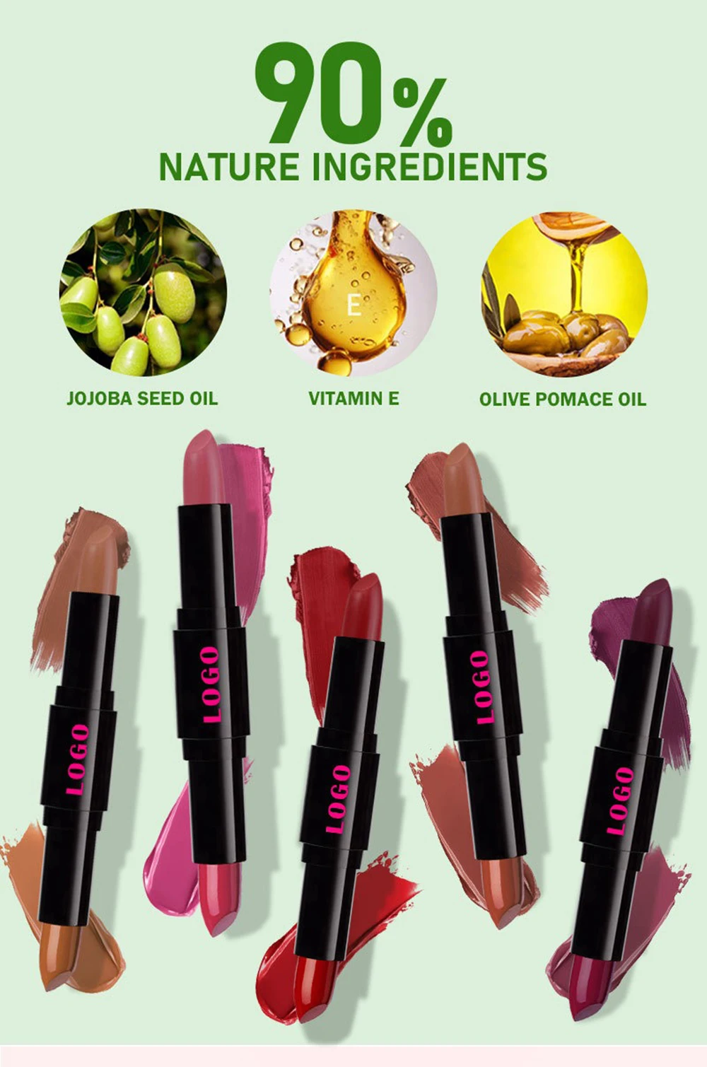 12-color Private Label 7.6g Lipstick Custom Logo Long-lasting Matte Moisturizing Hydrating 2 in 1 Double-headed Pigment Makeup