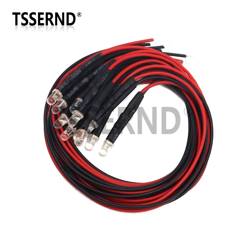 10 шт. 3 мм светодиод 5-12 В 20 см предварительно смонтированные белые, синие, красные, зеленые, желтые УФ-диодные лампы RGB, украшения, светоизлучающие диоды, предварительно припаянные