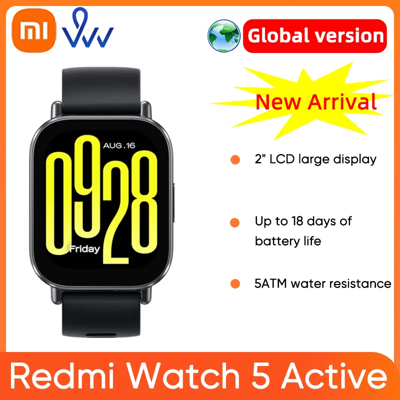 

Новая глобальная версия Xiaomi Redmi Watch 5 Active Smartwatch 2 "дисплей Bluetooth телефонный звонок 140+ спортивный режим 5ATM водонепроницаемый