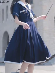 Soft Girls JK Dress Japan Preppy Style Lolita Sailor Suit Dresses Women Y2k Gothic Kawaii Vintage Short Sleeve Summer Midi Dress