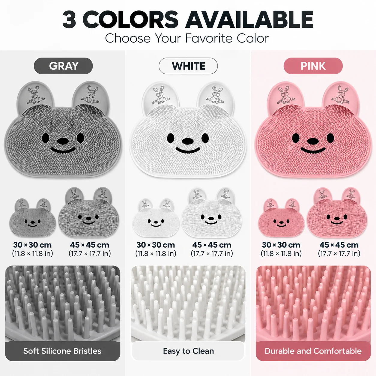 1pcs Silicone Foot Scrubber Mat Three Colors Non Slip Shower Foot Cleaning Massage Pad Fast Drainage Bathroom Bath Mat