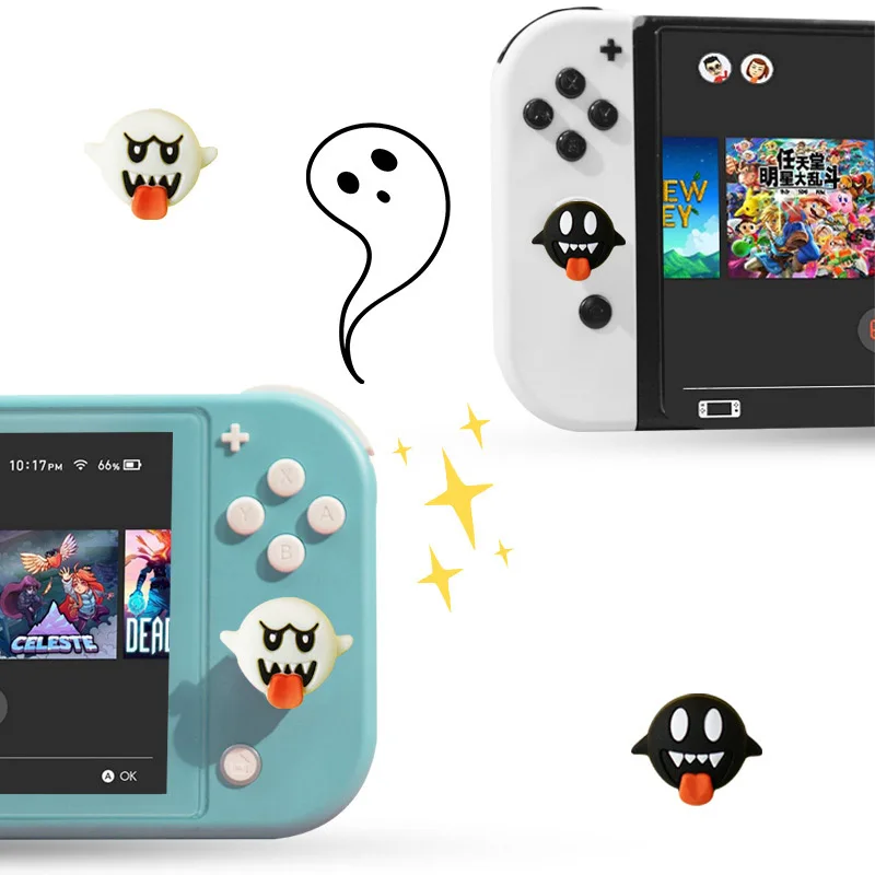 Nette Lustige Geister Silikon Weiche Thumb-Stick Grip Cap Joystick Schutzhülle Für Schalter Oled NS Lite Joycon Thumbstick Fall