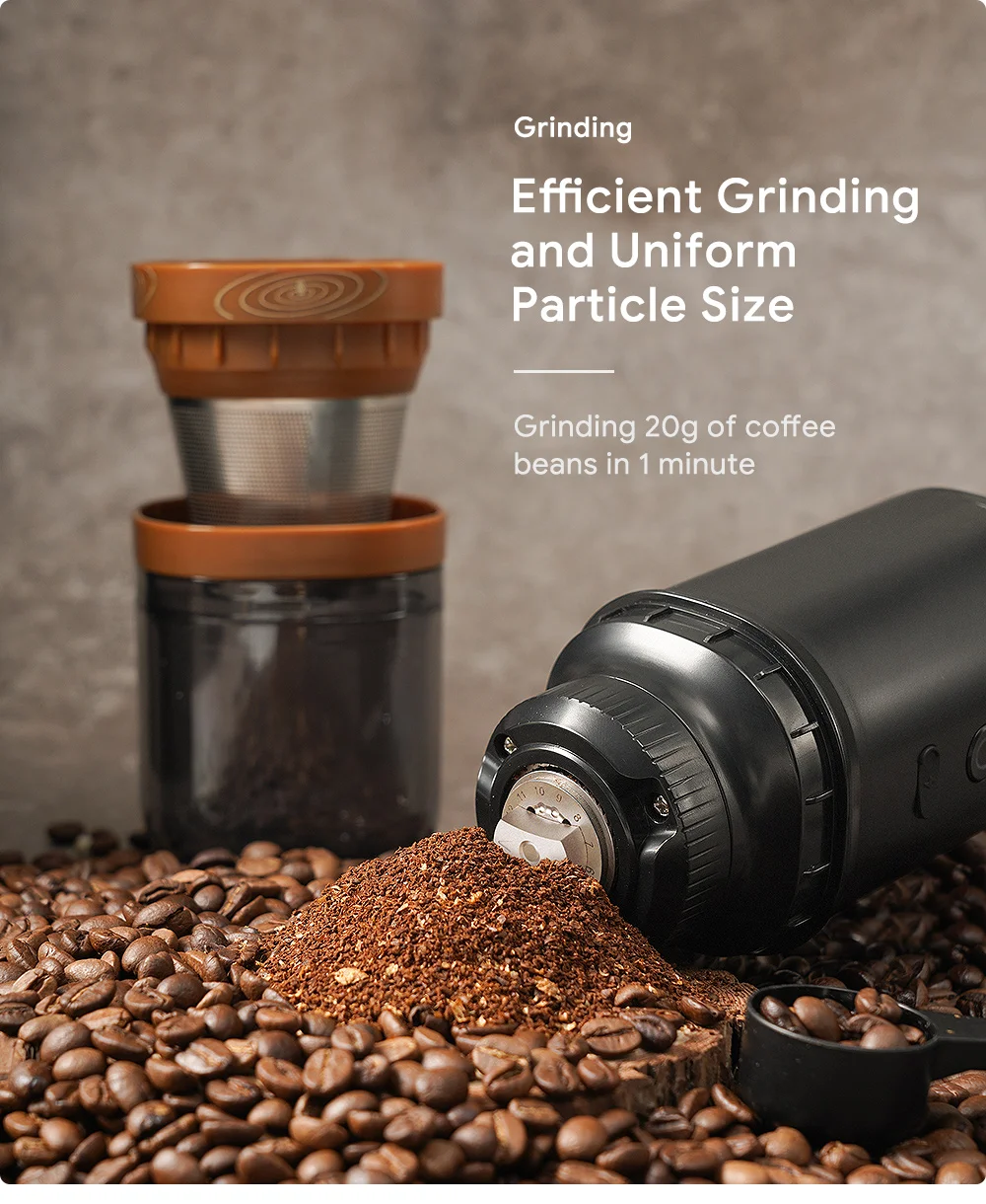 Elektrische tragbare Kaffeemühle aus Edelstahl, Multifunktions-Mahlmaschine für Kaffeebohnen, Bohnen, Getreide und Kräuter – Detail 9