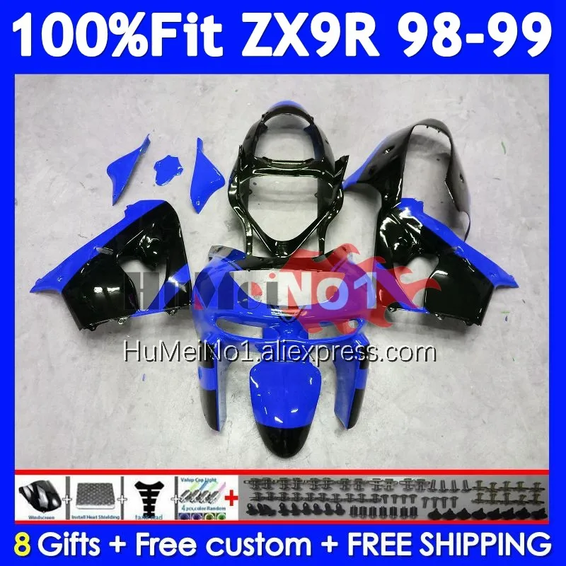 OEM Body For KAWASAKI NINJA ZX 9R 900 CC 9 ZX9 R Blue black 213No.85 ZX900 900CC ZX-9R ZX9R 98 99 1998 1999 Injection Fairing