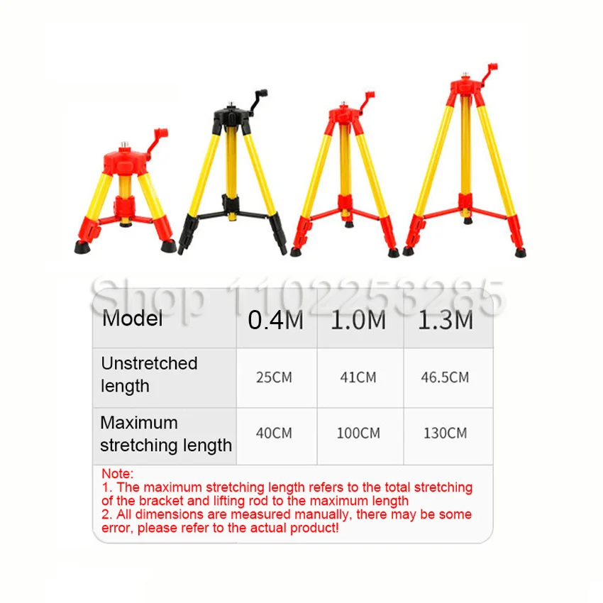 

Universal Laser Level Tripod For Line Laser 5/8" Interface Height-adjustable Metal Holder 0.4M/1M/1.3M