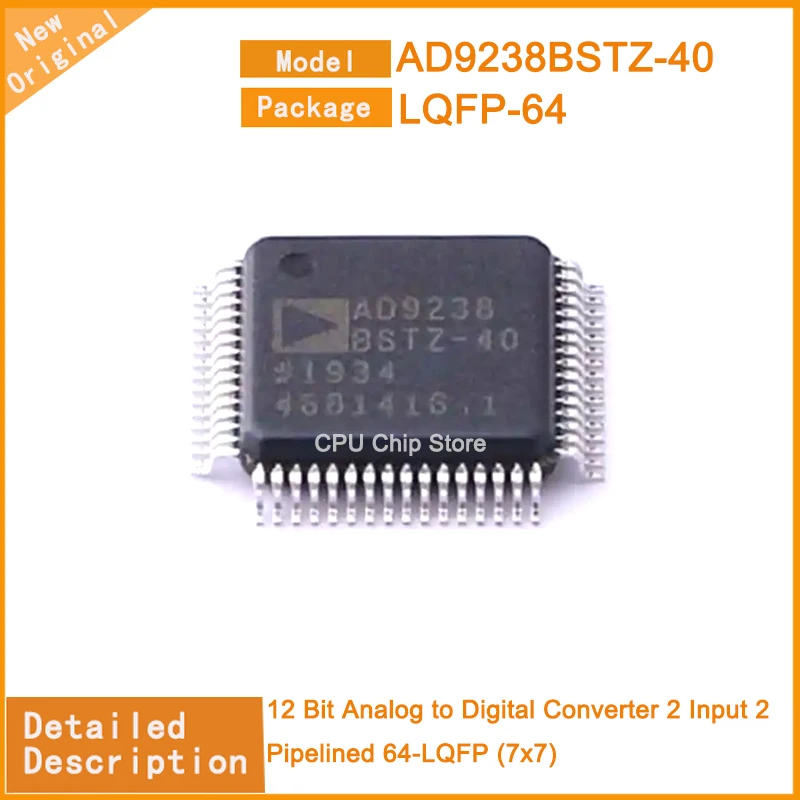 

5Pcs/Lot New Original AD9238BSTZ-40 AD9238BSTZ 12 Bit Analog to Digital Converter 2 Input 2 Pipelined 64-LQFP (7x7)