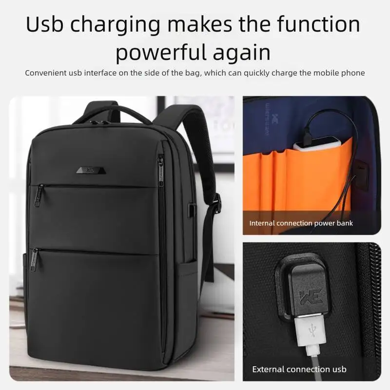 Expandable Vacuum Multi Layer Zippered Laptop Bag 15 Inches Computer Backpack, Business Backpack MEN'S AND WOMEN'S TRAVEL USB