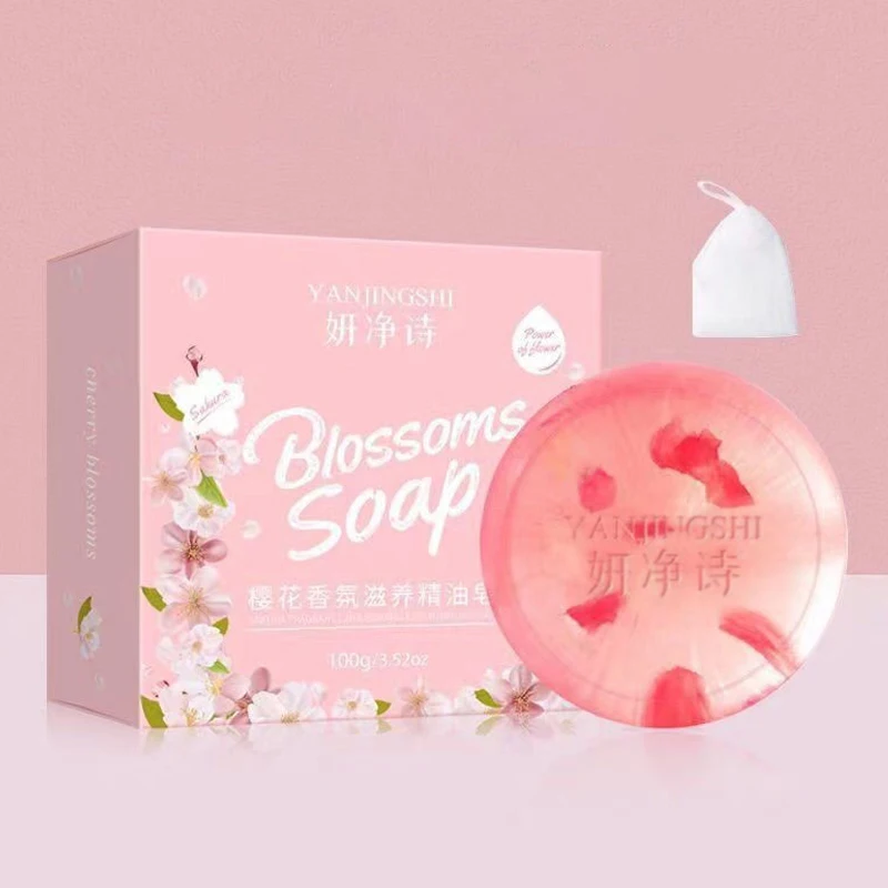 Cherry Blossom Hand Soap Fragrant Mite Soap Cleansing Bath & Body Whitening Soap Skin Beauty Oil Control Soaps jabón savon صابون