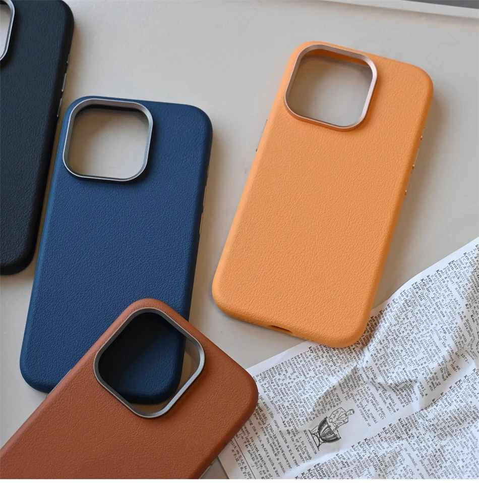 Роскошный деловой простой магнитный тонкий чехол из искусственной кожи для iPhone 16, 15, 14 Pro Max, противоударный чехол с беспроводной зарядкой для Magsafe
