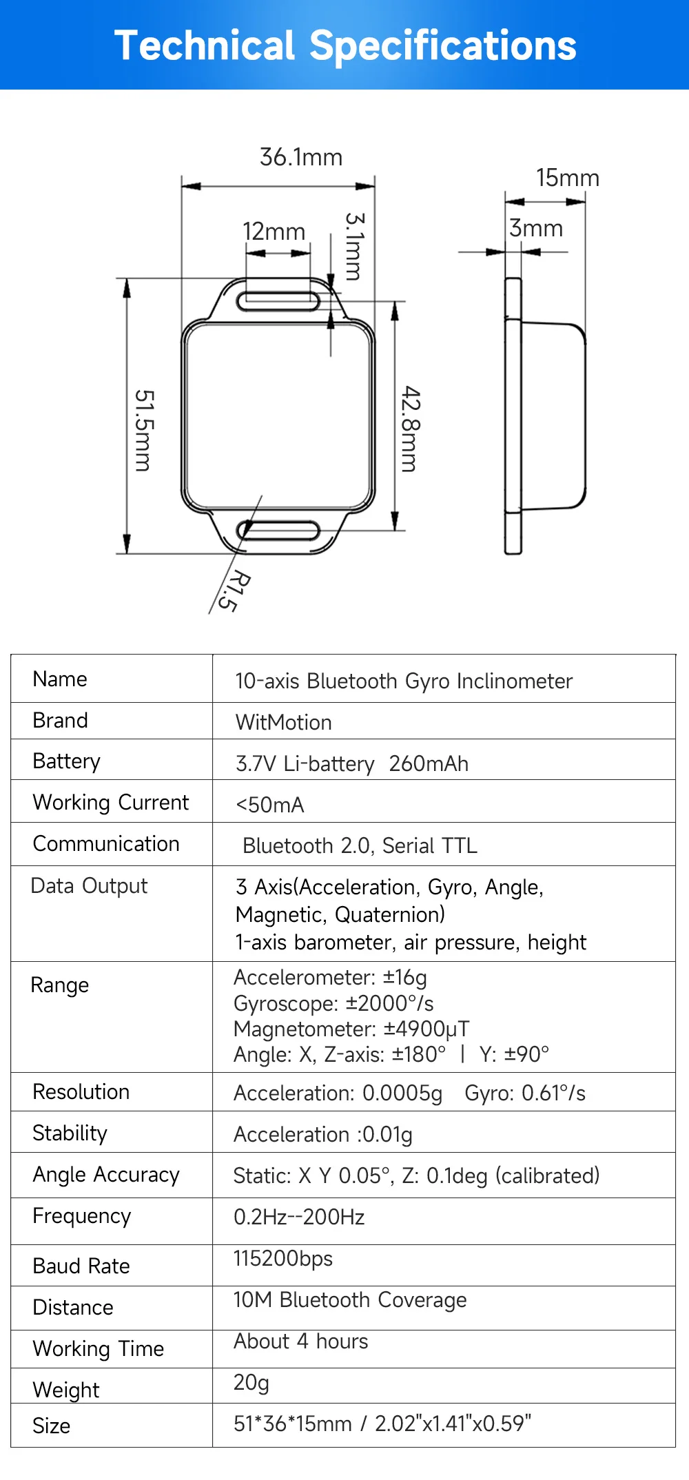 Imagem -05 - Acelerômetro Bluetooth Bwt901bcl 200hz Mpu9250 Ahrs Giroscópio 9-axis Mais Ângulo xy 0.05 ° de Precisão Mais Magnetômetro com Barométrico