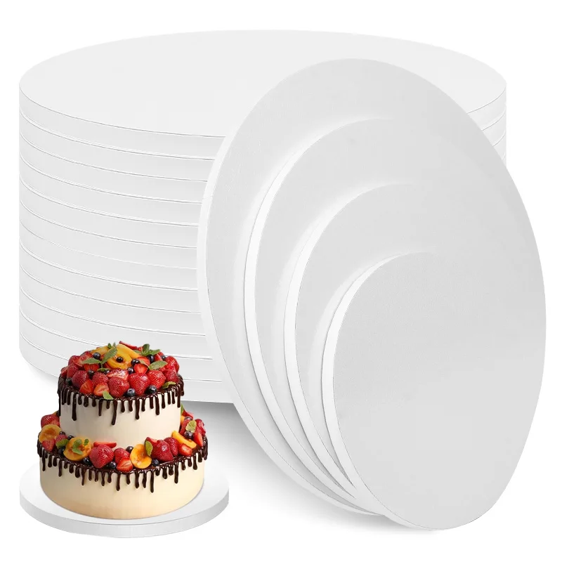 Tablero redondo recubierto de plata para pastel, 8/10/12/14 pulgadas, diámetro disponible, Base circular de cartón, bandeja de postre, suministros de decoración para pastel de Mousse