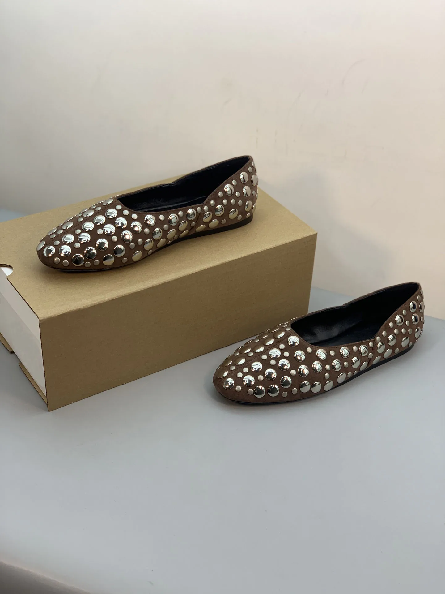 

Women's Studded Suede Ballet Flats