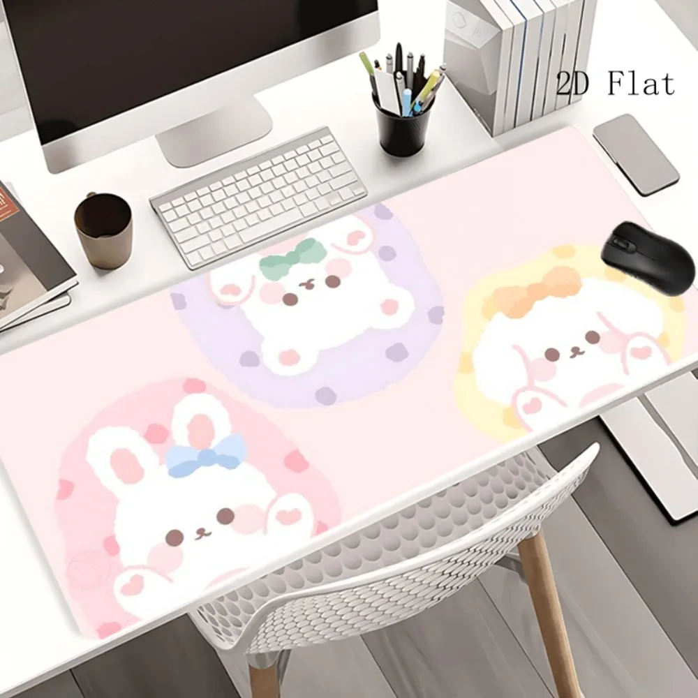 Cutepink rabbit game table mat and mouse pad keyboard wrist rest protector escritorio repose poignet clavier one piece mouse pad