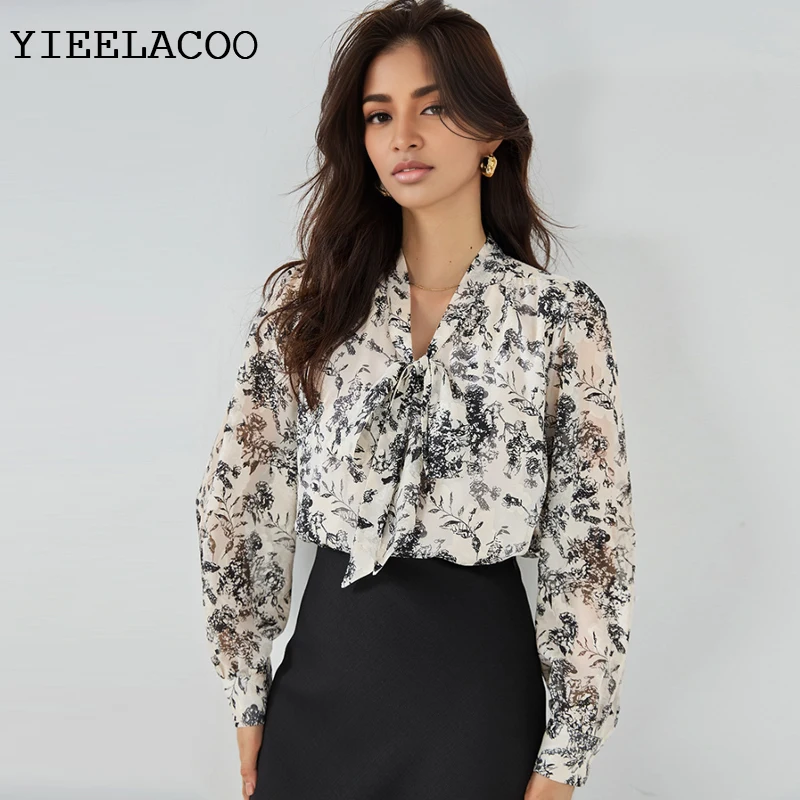 

Women Shirt printing top Retro Lazy One 2025 autumn/Spring Shirt long sleeved basic Simple