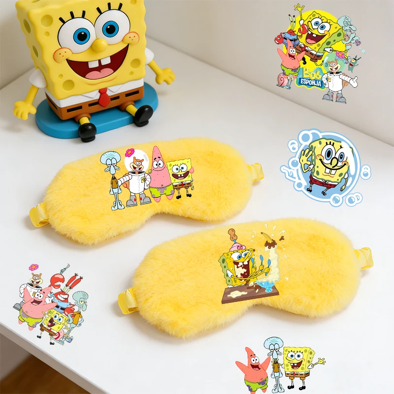 

Cute SpongeBobs Plushd Sleep Eye Mask for Woman Girl Boy Movie Anime Cartoon Canvas Siesta Shade Patch Kid Travel Relax Eye Mask