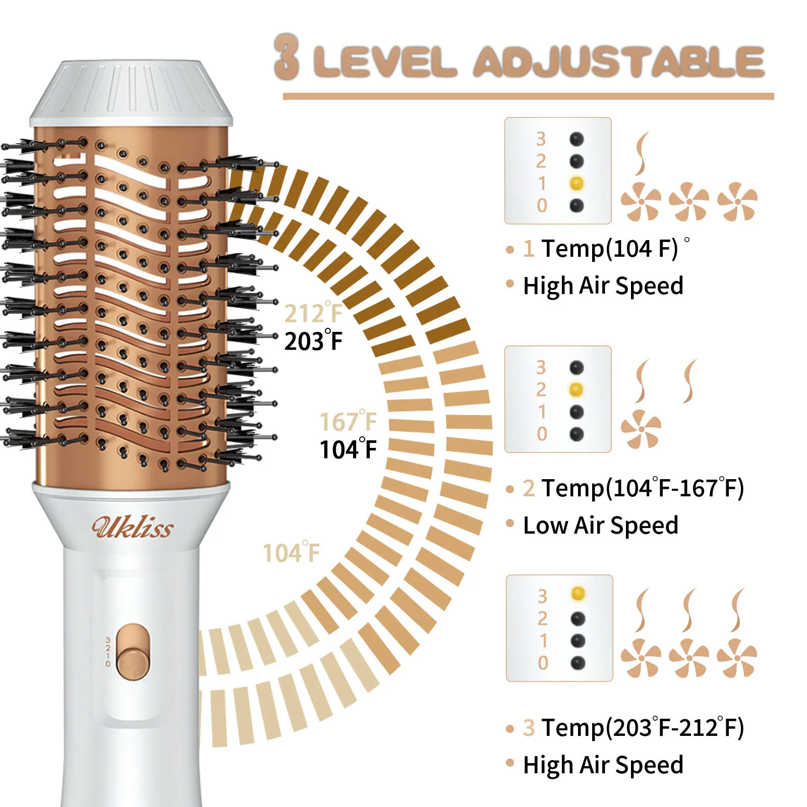 UKLISS-cepillo de aire caliente de un paso, secador y voluminizador de pelo Original, rizador de pelo, Alisador, 1000w, herramientas de peinado para salón de belleza