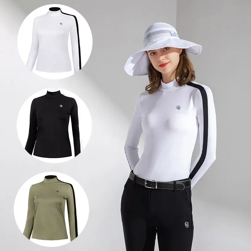 

Love Golf Autumn Breathable Elastic Golf T-shirt Women Slim Patchwork Bottoming Shirts Ladies Long Sleeve Warm Tops Sportswear