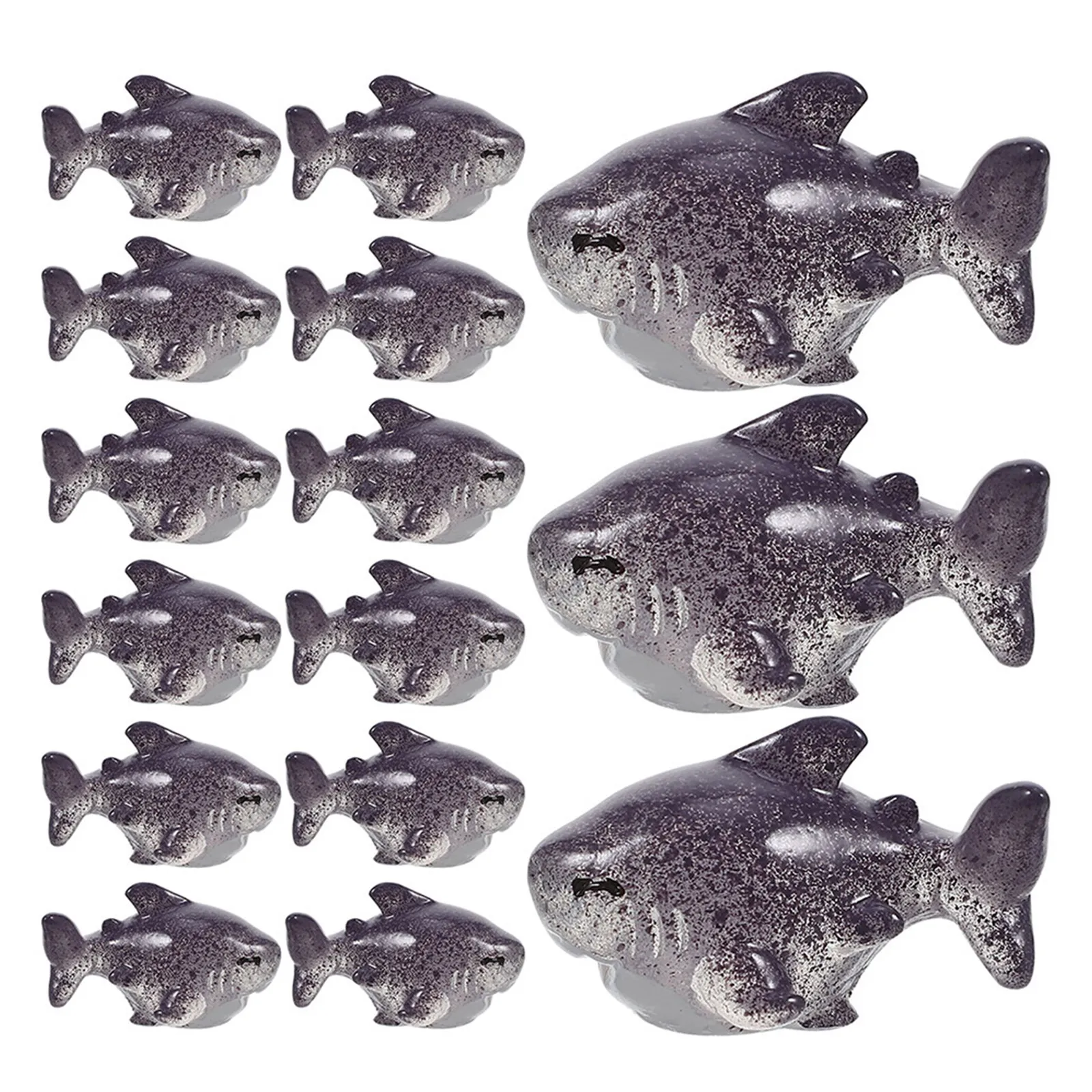 25Pcs Mini Resin Shark Decorations Marine Animal Figures Ocean Themed Micro Landscape Ornament Set for Windowsill Tabletop