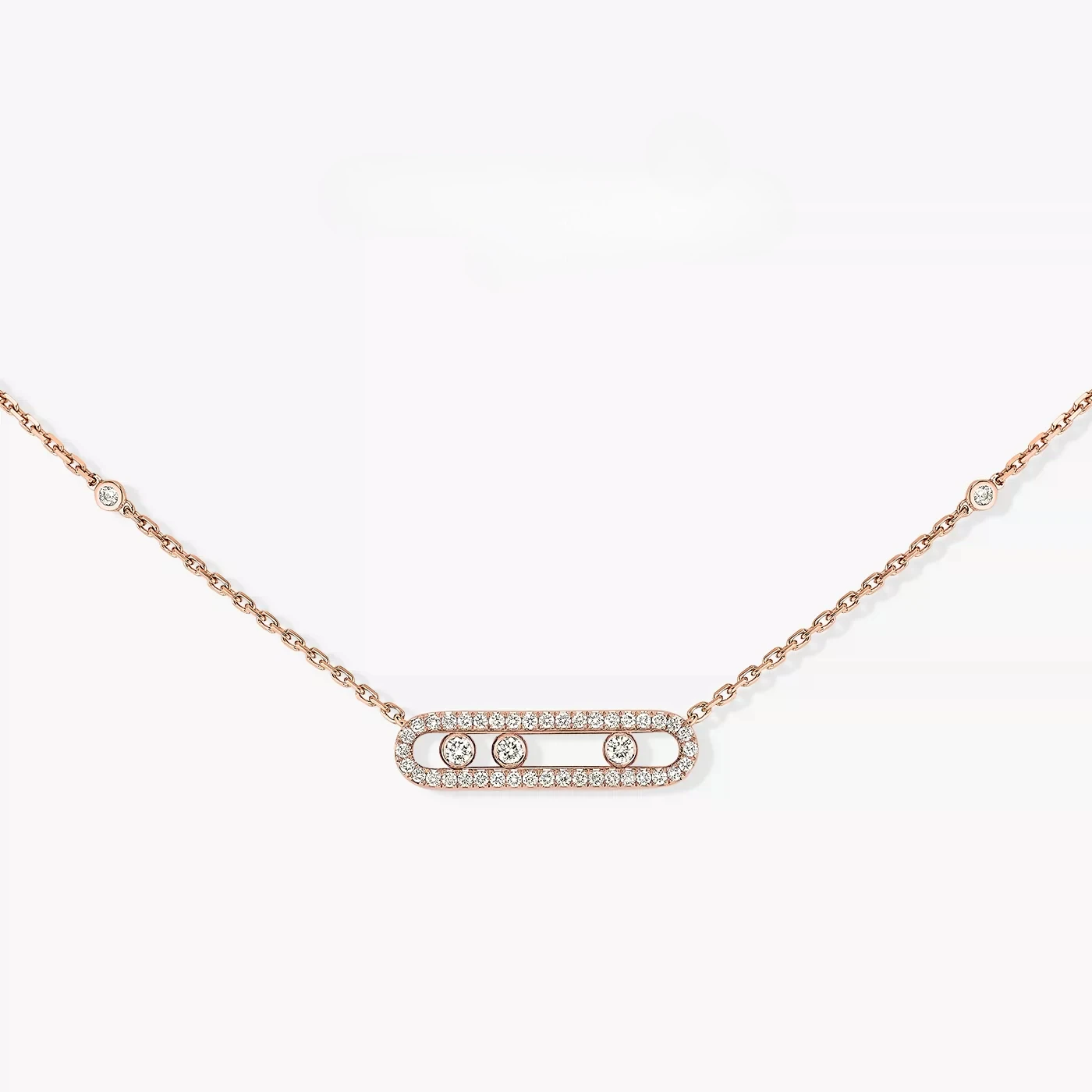 

925 sterling silver, Me-style design, diamond sliding style necklace, exudes an elegant charm