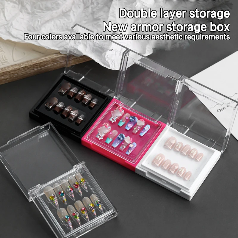 Nails Display Stand Acrylic Practice Showing False Nail Art Tools Transparent Double Adhesive Square Double Layered Armor Pack