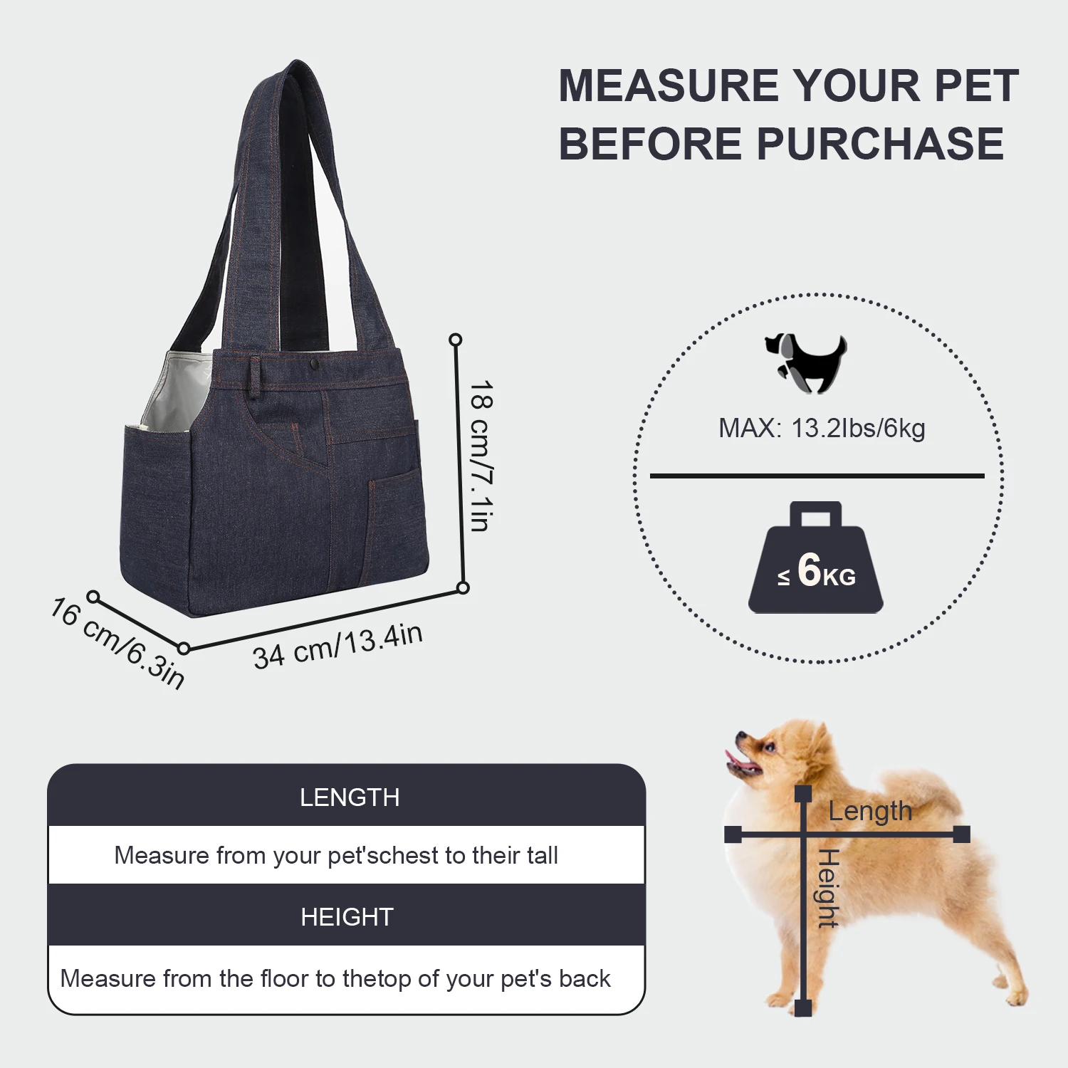 New! Portabl Pet Dog Sling Carrier Lightweight Denim Canvas Outdoor Puppy Kitten Travel Shoulder Bag