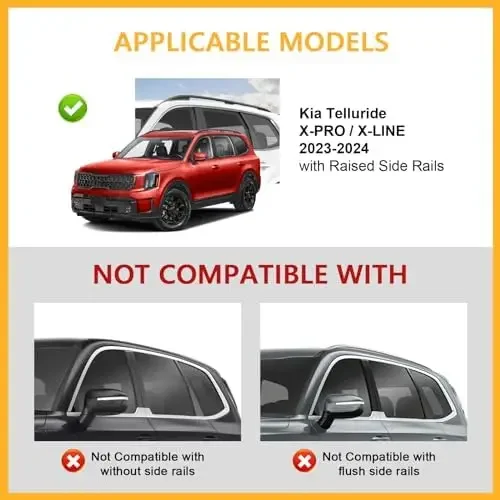 220lbs Lockbale Roof Rack Cross Bars Compatible with KIA Telluride X-PRO & X-LINE 2023 2024 2025 with Raised Side Rails, Heavy D