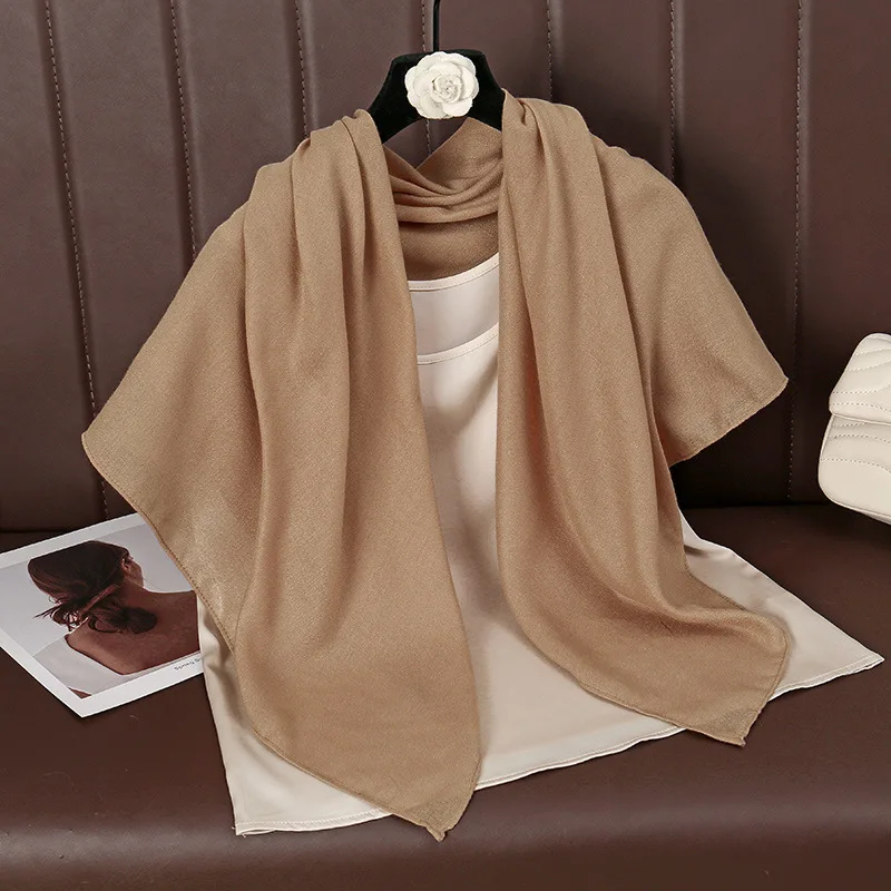 Frauen einfarbig quadratische Baumwolle Viskose Schal Schal hochwertige Druck weiche Schals und Wraps Bufandas muslimischen Hijab 90*90cm – Detail 5