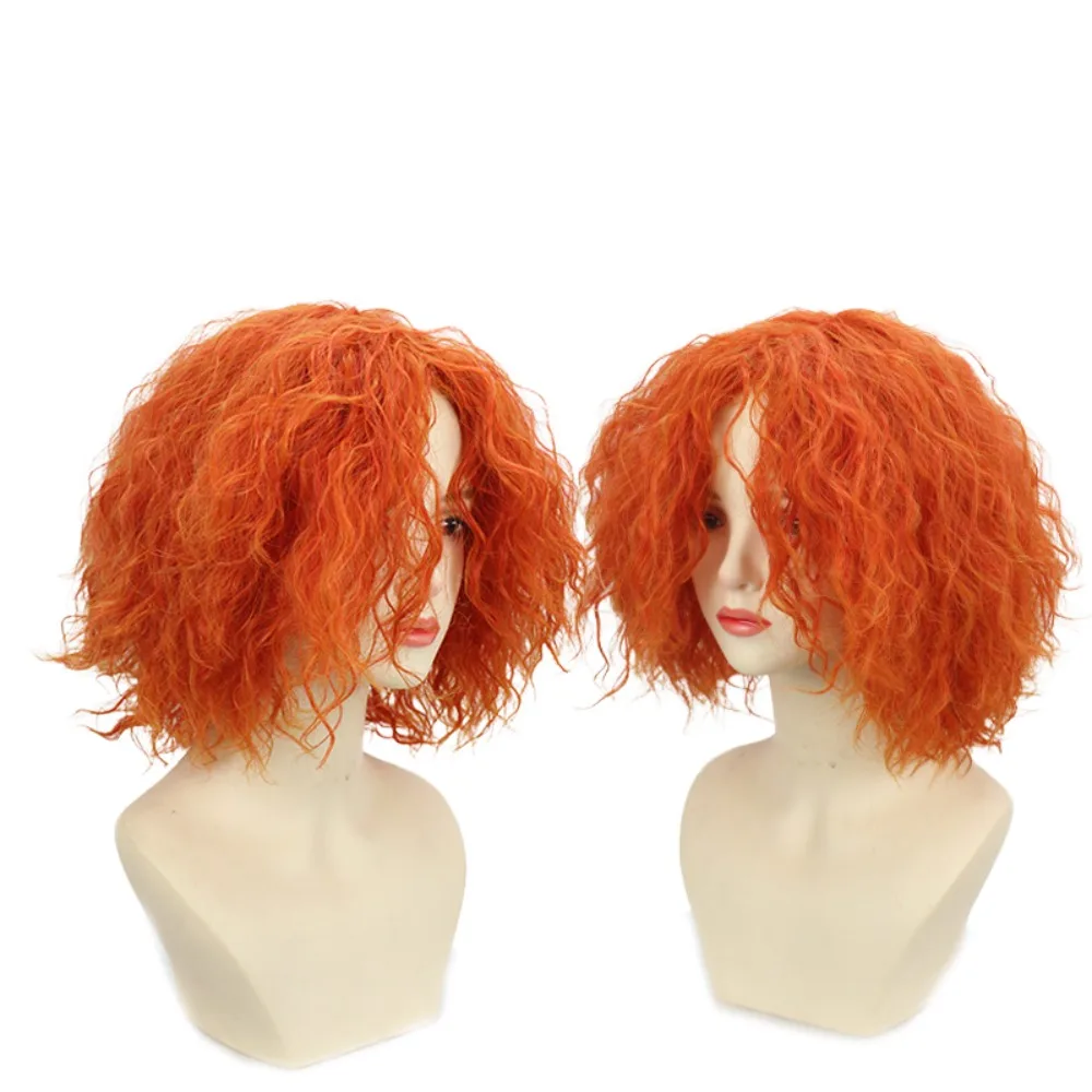 Leeloo Fifth Element Cosplay Wig Coral Orange Short Curly Bob Hair