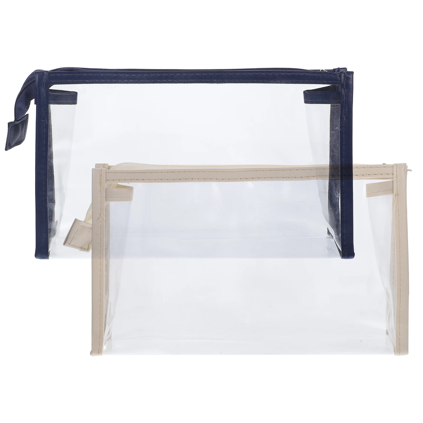 

2 Pcs Waterproof Pencil Case Clear PVC Large Capacity Pen Bag School Stationery Portable Blue Transparent Student Supplies