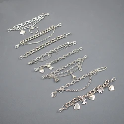 1pcs chain canvas sneakers shoes lace charms hanging keychain Accessories for clogs phone case heart Decorations unisex gifts