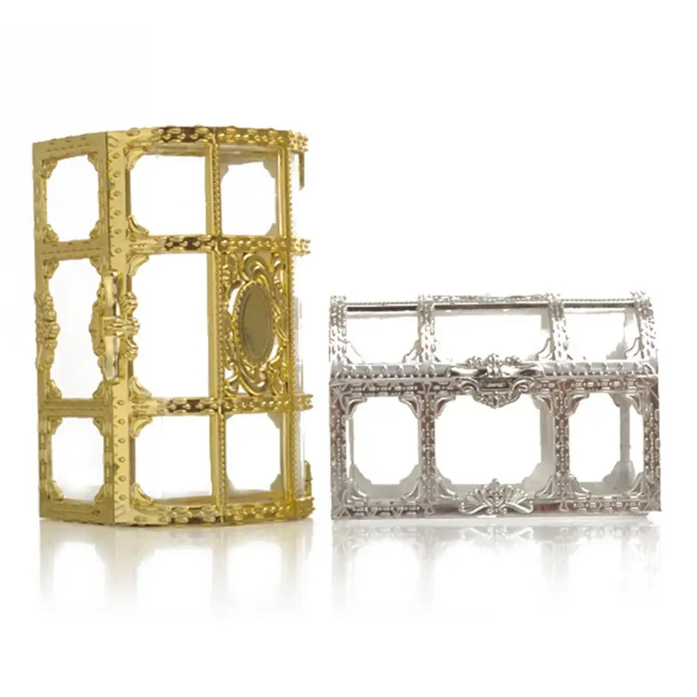 

12pcs Transparent Candy Box Creative Beautiful Treasure Box for Wedding Party Festival (Golden, Large Size)