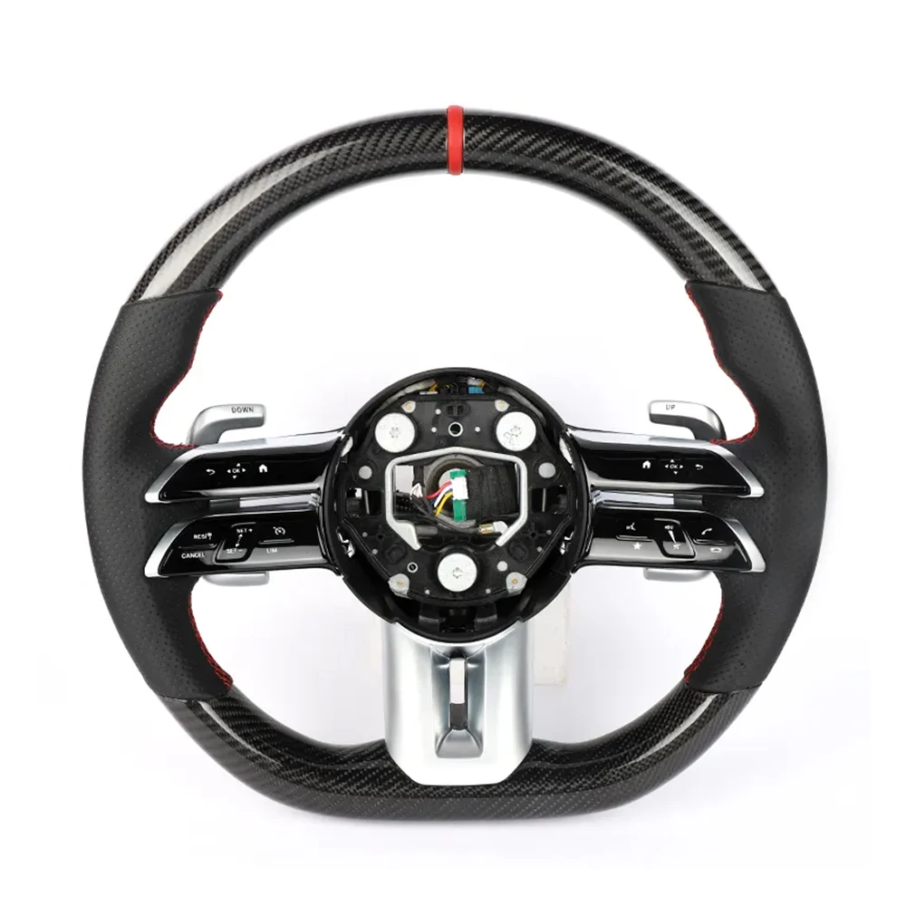 

Real Carbon Fiber Flat Steering Wheel For 21+ Mercedes-Benz AMG E S A CLA Class