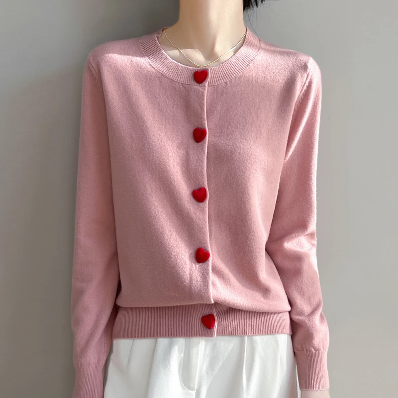 2025 Autumn/Winter Knitted Women's Cardigan Fashion Women's Cashmere Cardigan Colorful Button Long Sleeve Cardigan Coat Top 5