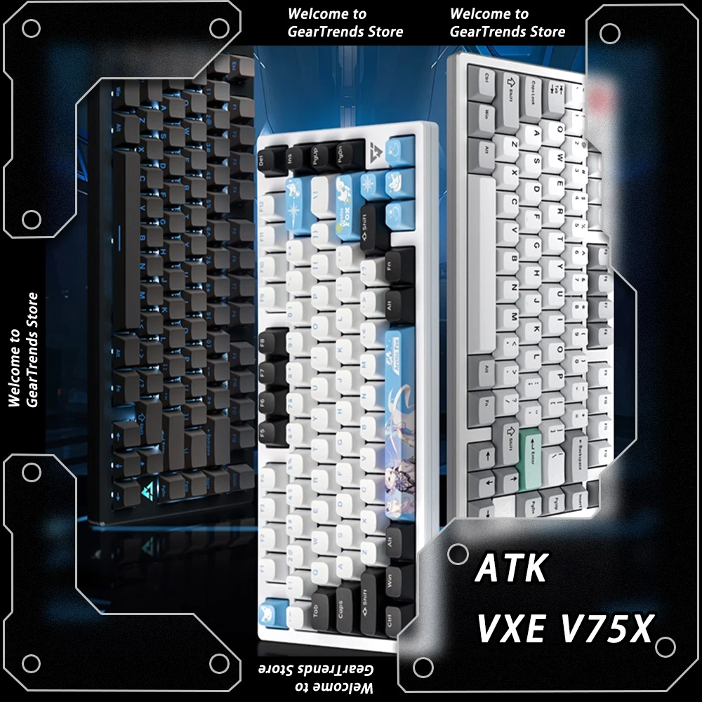 

ATK VXE V75X Bluetooth Wireless Three Mode Hot Swap Gasket Metal Mechanical Keyboard RGB Light PBT Keycaps Low Delay Keyboards