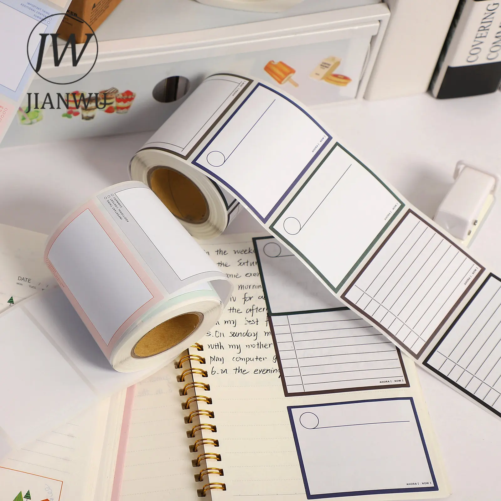 JIANWU 250 Sheets Pull Out Design Sticky Notes Box Creative DIY Memo Pad Roll Stationary Student Supplies